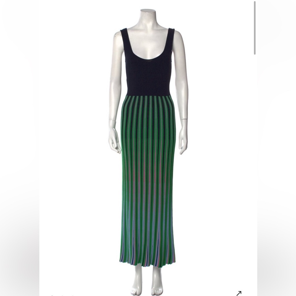 Emporio Armani Black and Green Striped Maxi Dress